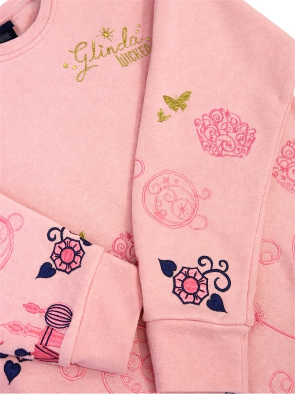 Wicked Glinda Pink Sweatshirt Medium | Embroidered Graphic Crewneck BoxLunch EUC - Picture 5 of 7